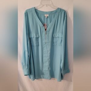 NWT Avenue Long Sleeve 3/4 Zip Tunic Top Size 26/28